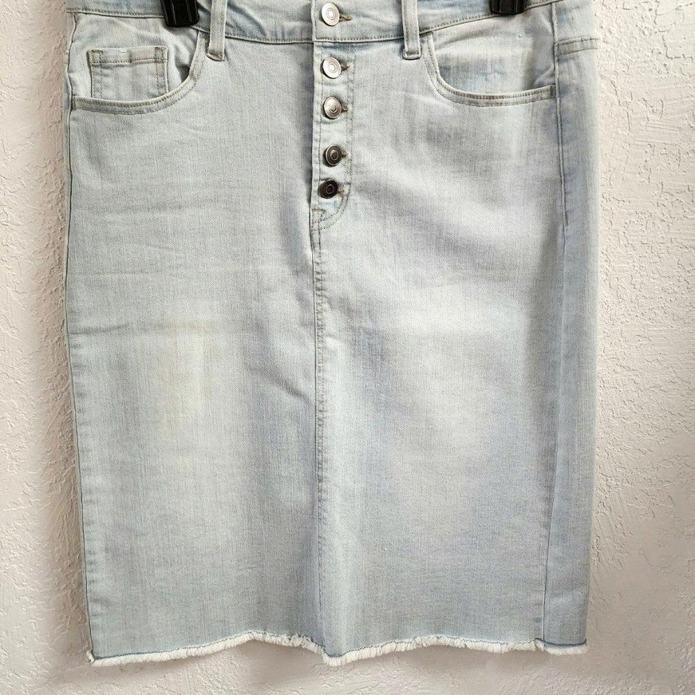 Denim Fringe Light Wash Skirt